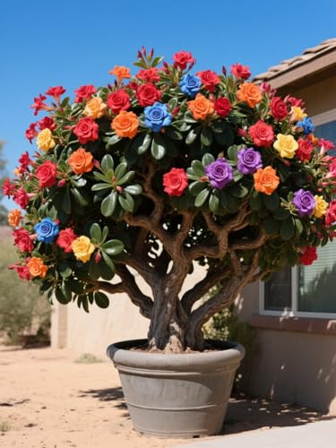 Vnuhgzs Rosa del Desierto para Todas Las Estaciones/Rosa del Desierto perenne y Resistente/tubérculo Resistente/decoración de jardín/para Todas Las Estaciones-2 Rizoma-A