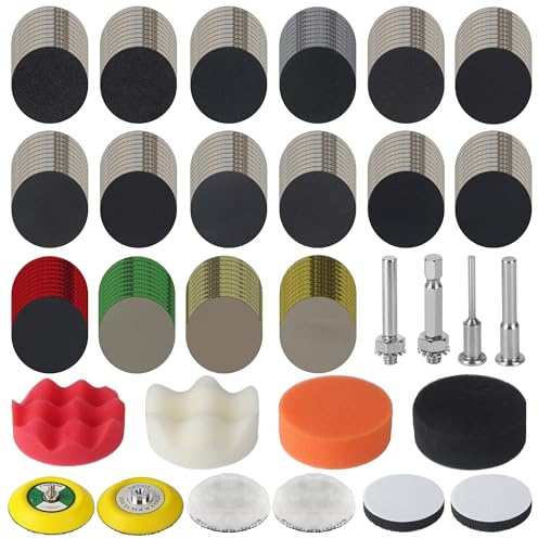 Lot de 174 Disques Abrasifs 75mm pour Voiture – Kit Renovation Phare et Carrosserie, Grain 60-10000, Papier à Poncer Carrosserie et Papier Poncer Phare Voiture, Avec Disques Brasifs, Tampons Abrasifs