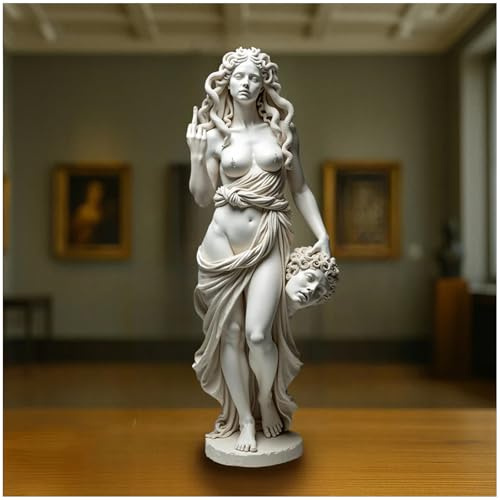 Macamolly Der Mittelfinger der Medusa Skulptur Medusa mit Attitude Das Original Symbol für Talk to The Hand 20cm Statue Room Decor Deko Wohnzimmer EIN rebellisches und lustiges Geschenk