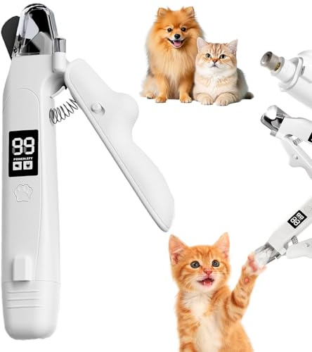 2 in 1 Krallenpflege für Hunde, Krallenschere Hunde,Nagelknipser für Katzen | Krallenschleifer für Hunde Elektrisch Krallenschleifer mit Led Licht, Krallenschere Katzen für Körpertypen Haustier