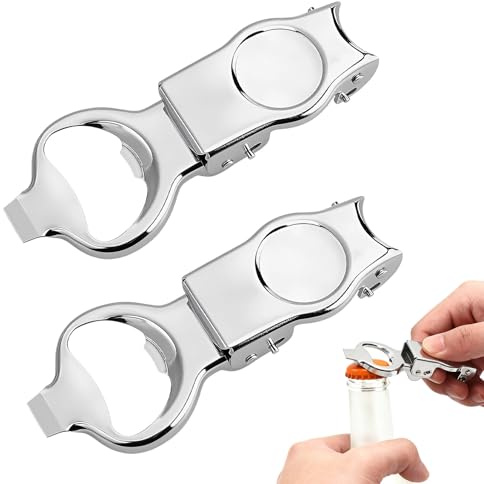 Kluz Décapsuleur en Acier Inoxydable 2 Pièces, Ouvre-Bouteille Pliable avec Bouchon de Scellement Étanche, pour Maison, Bar, Camping et Voyage