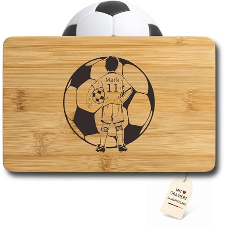 Frühstücksbrettchen Fußballer Bambus, Name & Rückennummer