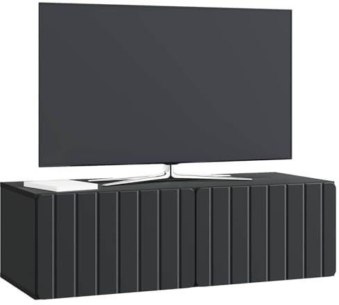vidaXL Wandmontierter TV-Schrank Schwarz 98 x 41 x 30 cm Holzwerkstoff, Wohzimmer, rechteckiger, moderner Wandschrank, stylischer TV-Ständer, viel Stauraum für Dein Zuhause