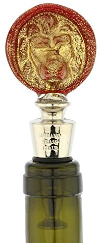 Glass Of Venice Murano Glass Lion Head Bottle Stopper - Red
