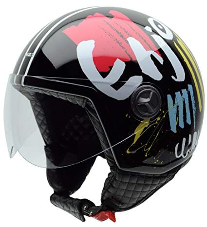 NZI Zeta Grafik Offenes Gesicht Motorradhelm, Glanz Enjoy, Größe S