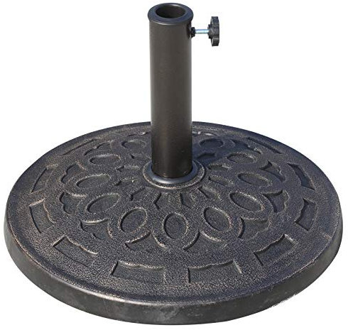 Outsunny Pied de Parasol Base de lestage Parasol Rond résine Imitation Fonte Motif Rosace Ø 49 cm Poids Net 14 Kg Bronze