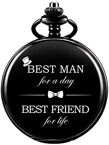 ManChDa Personalisierte Taschenuhr - Gravierte Quarz Fobwatch für Best Man, Bräutigam, Trauzeuge - Hochzeitsgeschenk mit Geschenkbox