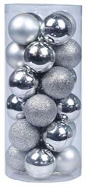BESPORTBLE 24er Pack Weihnachtskugeln Ornamente Dekoration für Baumhaus Indoor Outdoor Hängekugeln 6cm silber