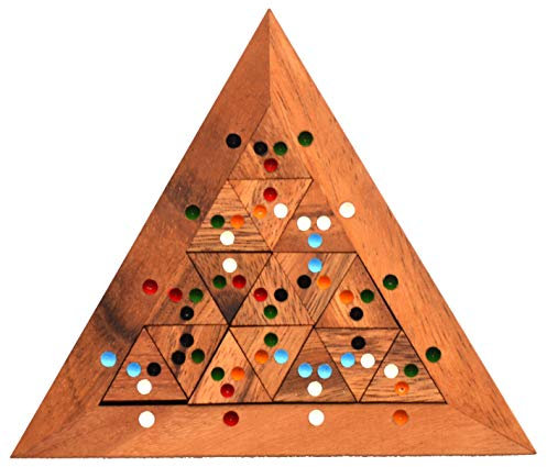 Triangle Colour Match Farbpuzzle mit dreieckigen Holzteilen und farbigen Punkten, Domino Puzzle, Kinderpuzzle, IQ Puzzle, Knobelspiel, Knobelholz Farben Puzzle, Knobelbox, Legepuzzle