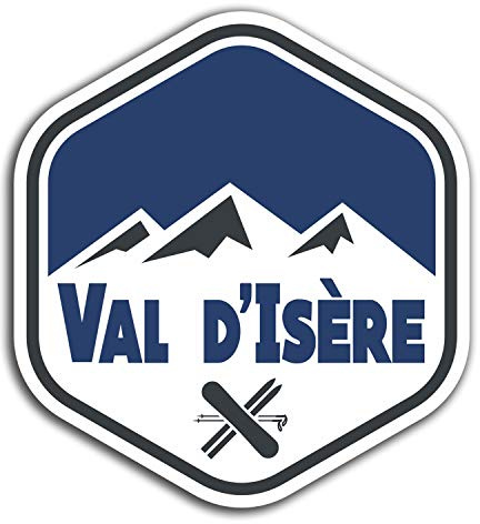 2 x 10 cm Val d'Isere Ski-Vinyl-Aufkleber – Reise-Aufkleber für Laptop Gepäck #23933 (10 cm hoch)