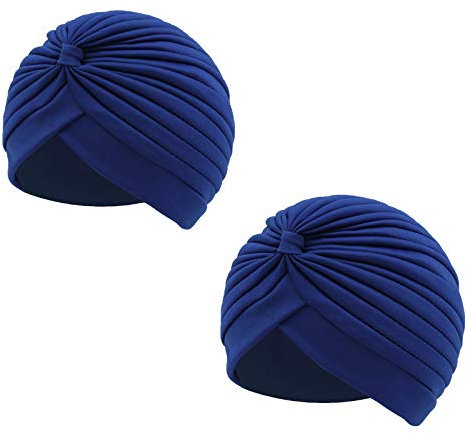 Hut mit Plisseekopf, Turban, Indien, Kapuze, arabisch, Festival, Vintage, einfarbig, Unisex (blau x 2)