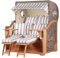 bene living Strandkorb-Set Königssee Teak Bullauge - PE grau - Modell 513 - Liftersystem
