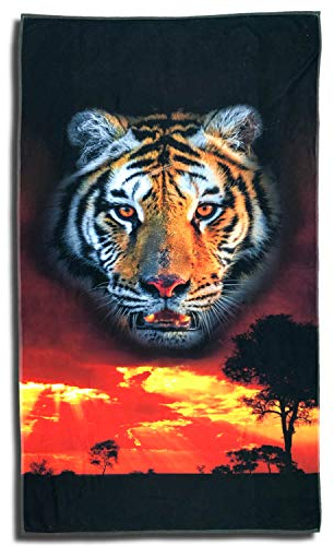 ESPiCO Strandlaken Tiger Badetuch Sonnenuntergang Sonnenaufgang Savanne Afrika Tigerkopf 100 cm x 180 cm