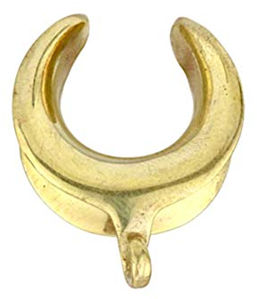 CHICNET Flesh Tunnel Saddle Plug glatt glänzend antik Gold Lobe Piercing Dehner aus Messing mit Hook Haken zum Einhängen von Charms Anhänger, Damen Herren Sichel Ohr Expander, 6mm - 12mm 06 mm