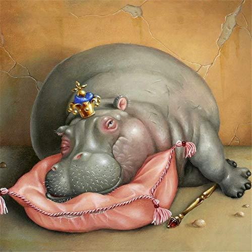 DIY 5D Diamant Malerei Kit Diamond Painting Nilpferd Malen Nach Zahlen Set Erwachsene Vollbohrer Crystal Strass Stickerei Kreuzstich Malerei Kunst Für Home Wall Decor Q8530 Square Drill,30X30Cm