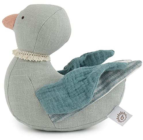 Bieco Enten Kuscheltier | 20 cm | Leinen & Baumwoll Stofftier für Babys | Plüsch Ente aus Leinenstoff & Musselin