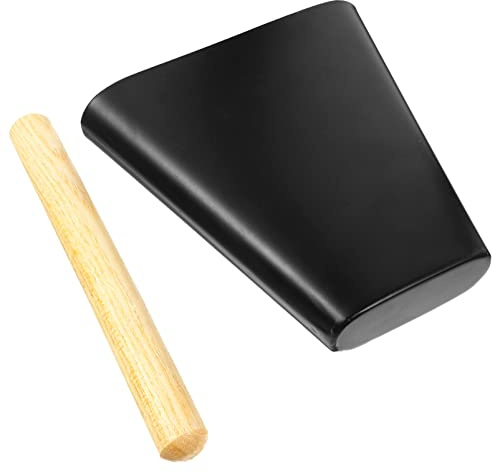 EXCEART 15,2 cm große Kuhglocke aus Metall mit Holzhammer Percussion Kuhglocken Geräuschmacher Musik Handheld Kit Schlagzeug Set Instrumente Zubehör schwarz
