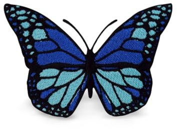 Finally Home Blauer Schmetterling Patch zum Aufbügeln | Butterfly Patches, Bunte Tiere Bügelflicken, Falter Flicken, Aufnäher für Jeansjacken und andere Kleidung