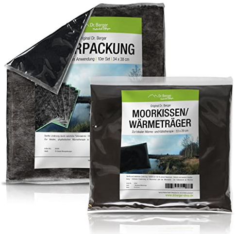 AKTION Dr. Berger Premium Moor Starterset Moorkissen Wärmeträger mit 10er Natur Moorpackung - Original Wärmeträger für Physio, Wellness und zuhause. Schlamm Fango mit Vlies Wärmekissen Set