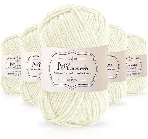 Maxee 250g(50gx5) Handstrickgarn Multicolor, Acryl Garn zum Stricken, Weicher Wolle zum Häkeln und Kunsthandwerk, Hand Knitting Garn zum Häkeln, Schals für Strickanfänger, Erfahrene Stricker