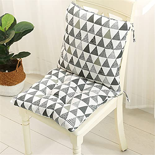 RAILONCH Leinen Niedriglehner Auflagen, Dicke Rückenkissen, Gartenstuhl Sitzkissen mit Rückenteil Sitz, Stuhlauflage mit Bänder für Indoor Und Outdoor (45x90cm,21)
