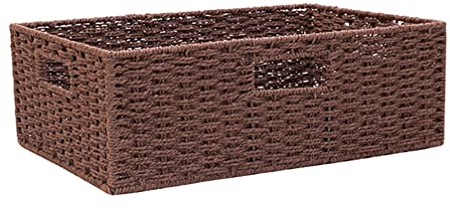 Cabilock Rattankorb Rattan Wäschekorb Aufbewahrungskorb Regalkorb Geflochtener Korb Obstkorb Rechteckiger Weidenkorb Serviertablett Ordnungsbox Wicker Basket für Dusche Küche Wohnzimmer Organizer