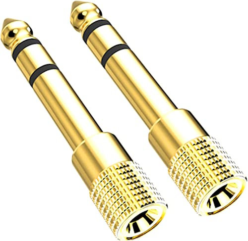 PENCILUPNOSE© (2 pack Headphone Adapter Jack 6.35mm Male 1/4 inch to 3.5mm Female 1/8 inch Audio Stereo Adapter, Small to Big Headphone Audio Jack Plug Adaptor Converter for Digital Piano, Keyboard