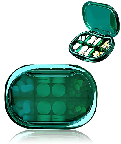 Tablettenbox mit 6 Fächern, Tragbare Pillendose, Organizer, Kleine Pillendose Transparent, Tragbar, für Tasche oder Rucksack und Reisen