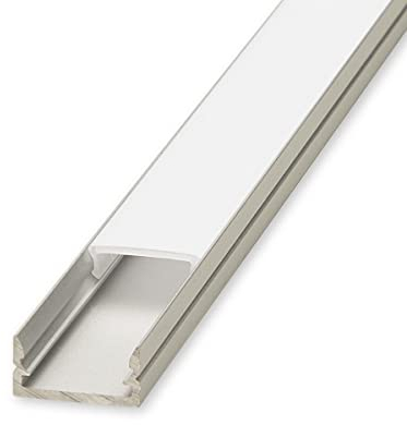 LED Aufbau U-Profil eloxiert 14 x 7mm Opal 100cm für LED-Streifen/Strips/Leisten | Inklusiv Montageclips Endkappen Opale Acrylabdeckung | Aluminiumprofil…