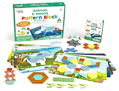 Learning Resources Formsteine-Legeset Tiere und Insekten, Legespiel, Formen-Puzzle, Formsteine-Musterkarten, Mathe-Zählsteine, Sortierspielzeug, Zählspielzeug, Vorschulaktivitäten, ab 3 Jahren