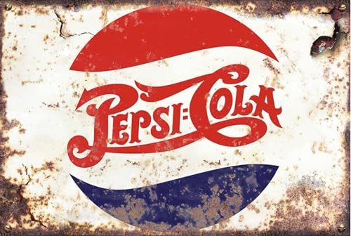 Sawfish® Pepsi Cola Küchen-Wanddekoration, Metallschild, Retro, Vintage, Blechschild, 10 x 15 cm, 20 x 15 cm, 20 x 30 cm, 30 x 40 cm, 40 x 60 cm, ideal für Kneipen, Schuppen, Bar, Büro, Männerhöhle,