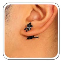 TseenYi Perle Katze Ohrstecker Schwarz Kitty Vorne Zurück Ohrringe Hip-Hop-Katze Hinten Hängende Ohrstecker Schmuck Für Frauen Und Mädchen Valentinstag Weihnachten Tägliches Geschenk