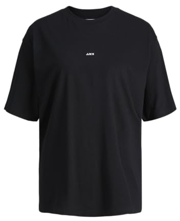 JJXX Women's Jxandrea SS Loose Every Logo Tee Noos T-Shirt, Black/Print: White Logo, M