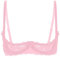 Mufeng Women's Sheer Lace 1/4 Cups Shelf Bra Lingerie Push Up Underwire Bra Balconette Underwear Dusty Pink M