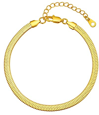 Bestyle Bracelet de Cheville Serpent Homme Femme Chaine Cheville 3MM/5MM Acier Inoxydable Argent/Or/Noir/Or Rose 22cm+5cm