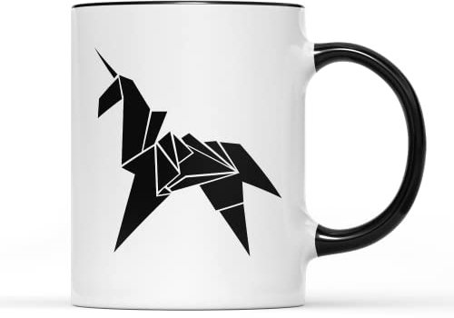 SmartyPants Origami Unicorn Mug Tea Coffee Cup - Classic Retro Blade Runner Film Movie Cinema Science Fiction Robot Detective Book Novel Japanese Japan Art Gift Present (Black Handle Prime)