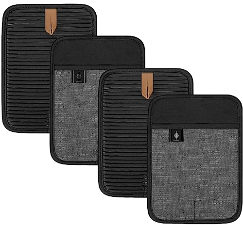 BONTHEE Lot de 4 maniques en coton antidérapant pour la cuisine, la pâtisserie, accessoires de cuisine, noirs
