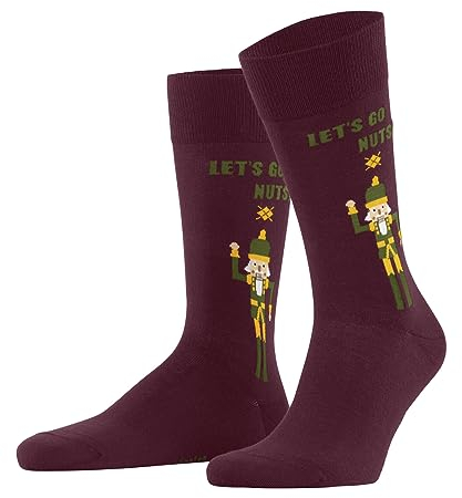 Burlington Herren Socken Nutty Nutracker M So Baumwolle gemustert 1 Paar, Rot Burgundy 8326, 40-46
