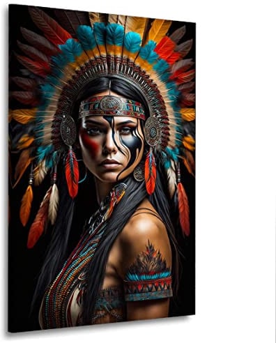 Kunstgestalten24 Leinwandbild Apache Indianerin Erotik Frau Wandbild Kunstdruck Raum Wand Deko