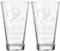 LUXENTU Trinkglas mit Gravur, 300 ml, 2er Set, Wasserglas mit Herzchen-Motiv geschwungen, Personalisierte Gläser für die Hochzeit & Verlobung, Spülmaschinenfest, 3 Zeilen konfigurierbar