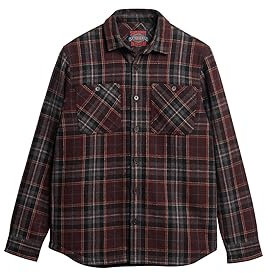 Superdry Merchant Quilted Overshirt R2-L/S Shirt (M), Tableau Marron Chocolat, S Homme