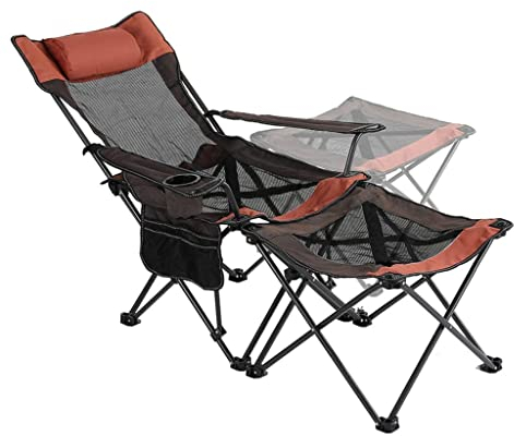 EyeWeb 2-in-1-Campingstuhl mit Fußstütze, Liegestuhl, zusammenklappbarer Chaiselongue-Stuhl zum Angeln, Strand (Farbe: A, Größe (A). Hopeful