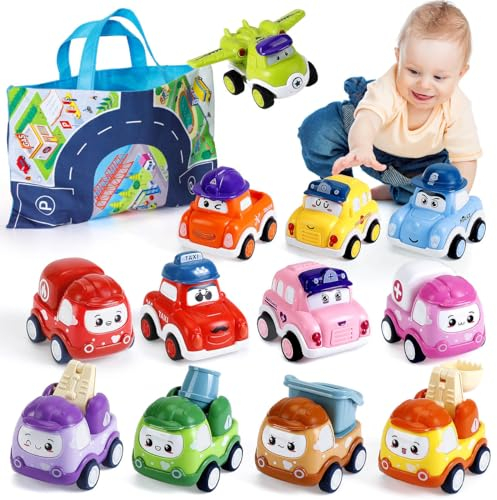 SYHLN Toys for 1 Year Old Boys Gifts,12 Pcs Baby Boy Car Toys Pull Back Cars, Easter Gift for Childrens Toddler Toys Age 1-3 Years,Birthday Gift for Girls