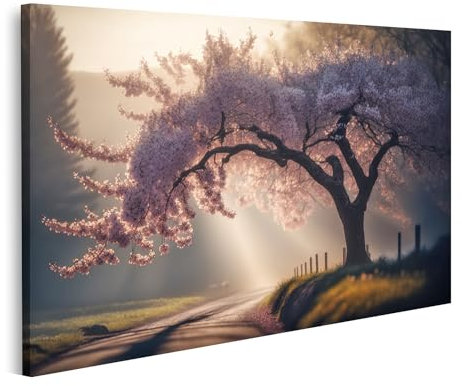 islandburner Immagine su Tela Fioritura Sakura Albero Primavera Natura Delicato Rosa Fiorisce Mattina Nebbia Giapponese Kirs Immagini Murali Poster