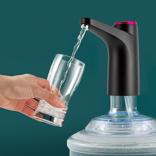 Wasserflaschen Pumpe, 4W 5V Tragbarer Elektrischer Wasserspender, USB-Lade Automatische Trinkwasserpumpe, für Home Kitchen Office Camping (Schwarz)