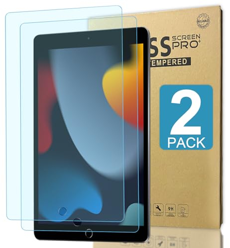 2 Stück - Aufgerüstet 9H Gehärtetes Glas & Anti-Blaulicht (2 im 1) Schutzfolie für iPad 10.2 Zoll Tablet 9/8/7, Gehärtetes Glas Displayschutzfolie mit 9H Härte/Blasenfrei/Kratzfest