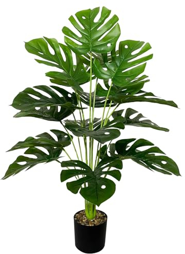 AIVORIUY Plantes Artificielles Interieur Exterieur Arbres Artificiel en Plastique Pot, Fausse Plante Verte pour la Décoration de la Maison Bureau Salon Balcon Cour Jardin (75cm Grand Monstera Vert)