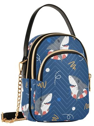 Hai mit Rettungsring Crossbody-Tasche für Damen, abnehmbare Kettentasche, Handygeldbörse, Schultertasche, Handtasche, Hai mit Rettungsring, Einheitsgröße