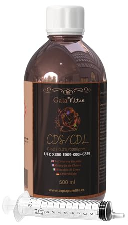 Gaiavitae® CDS/CDL 500ML - Cds 3000ppm - Envasado en Botella Cristal Ambar - Activado 0,3% - Incluye jeringuilla 10ml