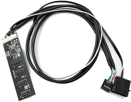 System-S USB 2.0 9 Pin Hub Y Cable Hembra a 4X Conector Adaptador para Placa Base en Negro